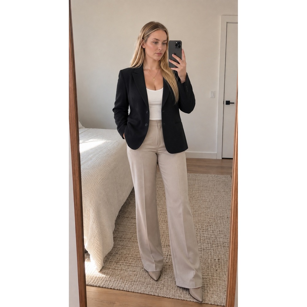 Vintage Talbots Womens Blazer 14 Black Two Button Notch Lapel Career Classic